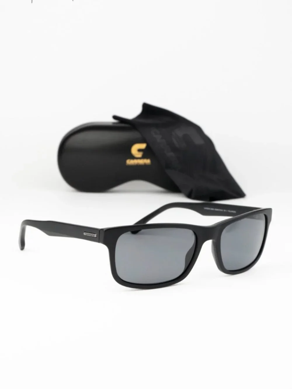 Carrera Men Sunglasses Black Grey Polarized Rectangle CARRERA 299/S 0003/M9 NEW